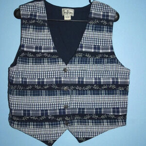 TanTrums Corduroy Backed Vest 100% Cotton Size Large Vintage Metal Buttons
